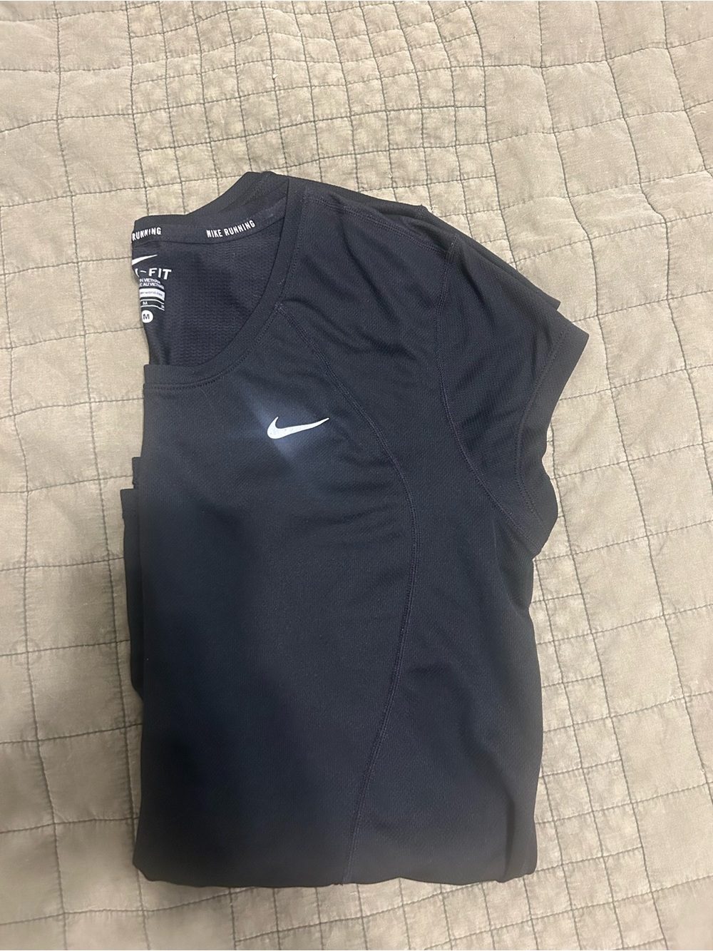 Nike Black Short Sleeve Performance Tee with White Swoosh